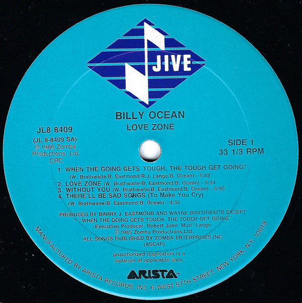 Billy Ocean : Love Zone (LP, Album, Club, CRC)