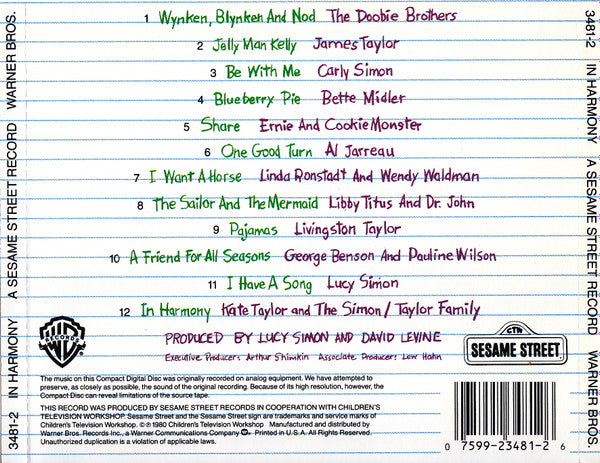 Various : In Harmony (A Sesame Street Record) (CD, Album, RE)