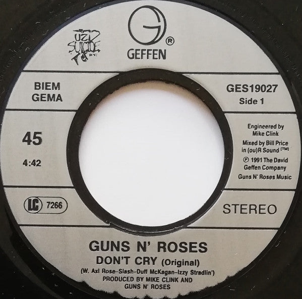 Guns N' Roses : Don't Cry (7", Single)