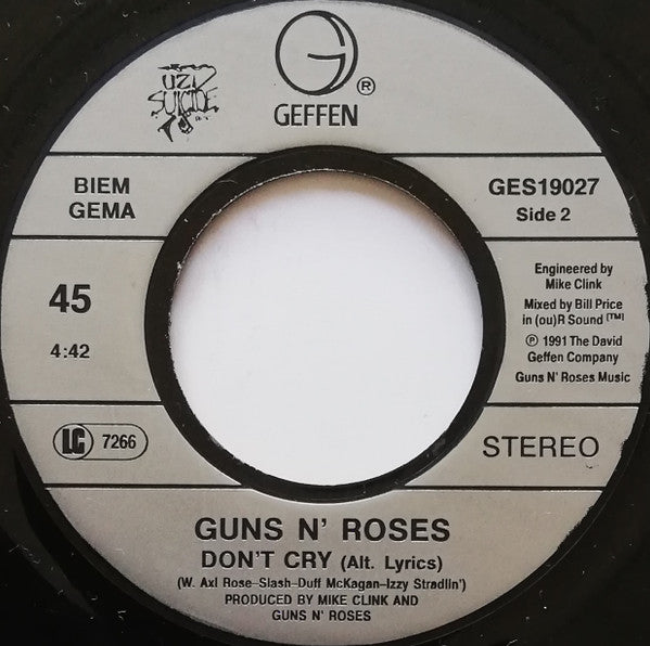 Guns N' Roses : Don't Cry (7", Single)