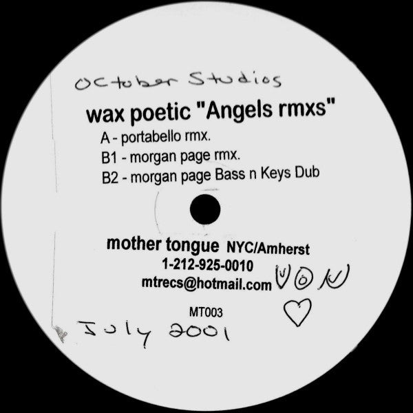 Wax Poetic : Angels (Remixes) (12", Promo, W/Lbl, Sti)