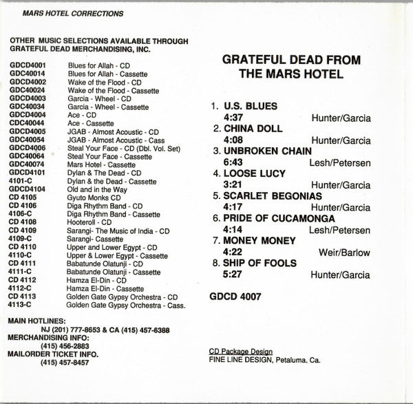 Grateful Dead* : From The Mars Hotel (CD, Album, RE)
