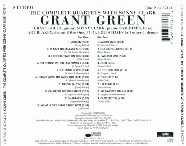Grant Green : The Complete Quartets With Sonny Clark (2xCD, Comp)