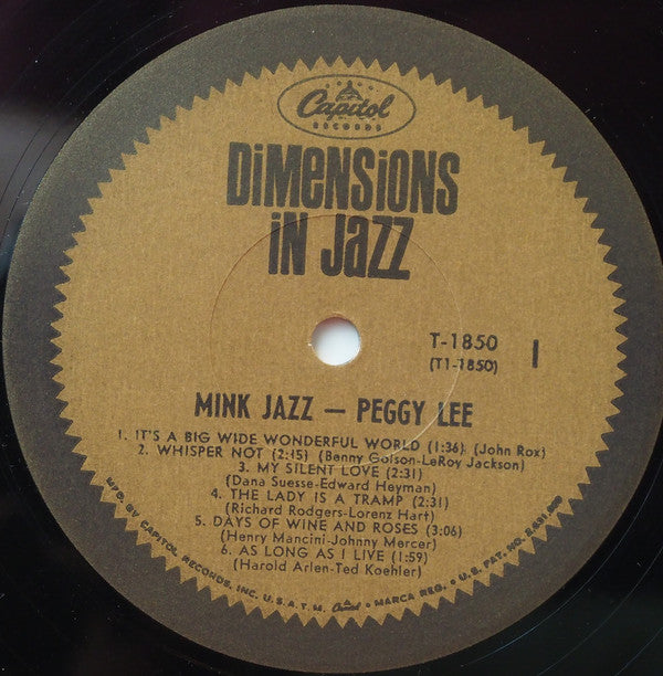 Peggy Lee : Mink Jazz (LP, Album, Mono, Scr)
