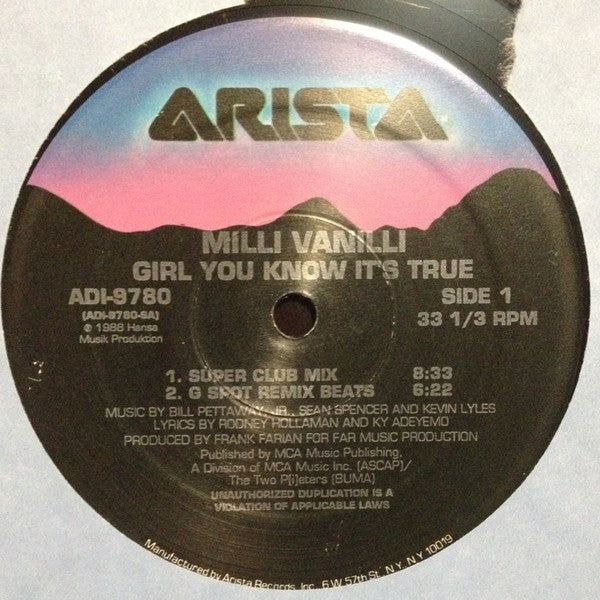 Milli Vanilli : Girl You Know It's True (12")