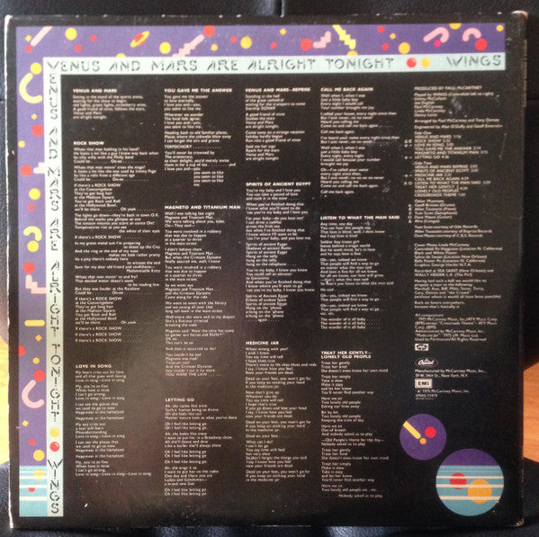 Wings (2) : Venus And Mars (LP, Album, Gat)