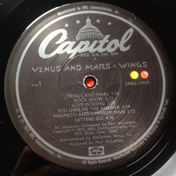 Wings (2) : Venus And Mars (LP, Album, Gat)