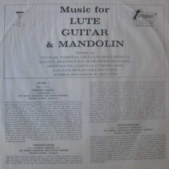 Various : Music for Lute, Guitar and Mandolin (5xLP, Comp + Box)