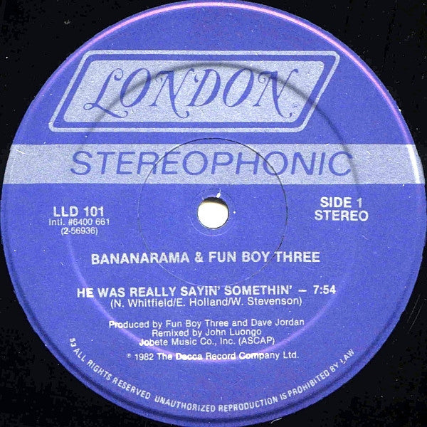 Bananarama Featuring Fun Boy Three / Bananarama : Really Sayin' Somethin' / Aie A Mwana (12", Single, 53 )