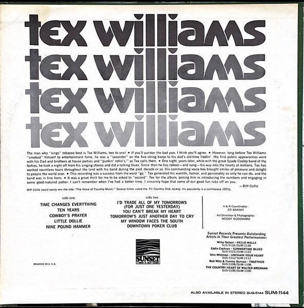 Tex Williams : Tex Williams (LP, Album, Mono, RE)