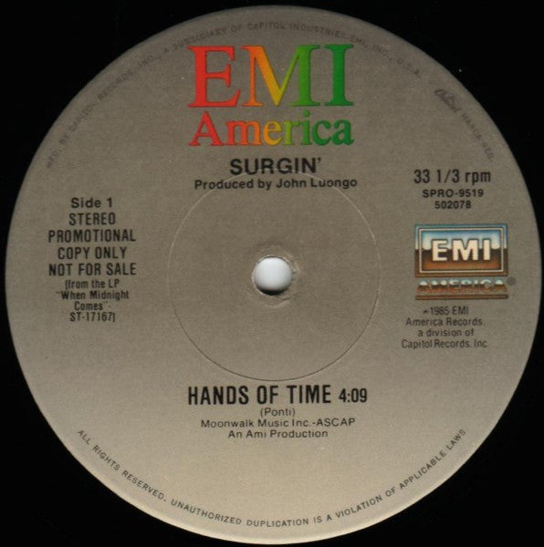 Surgin' : Hands Of Time (12", Promo)