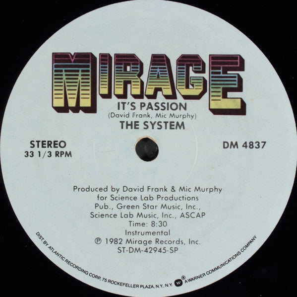 The System : It's Passion (12", Single)