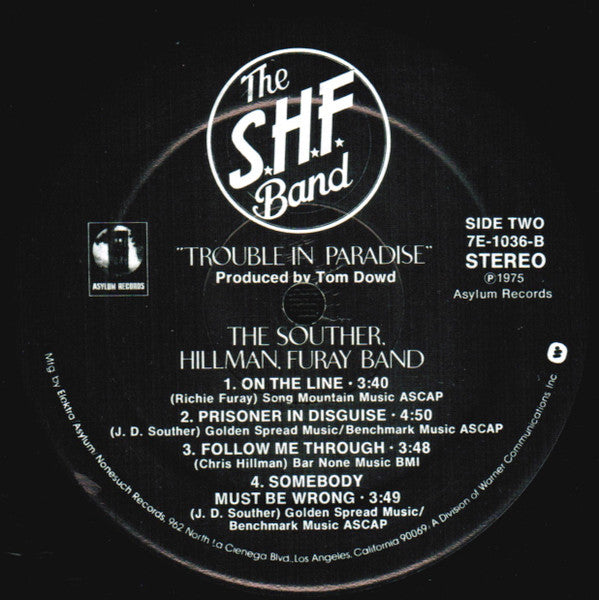 The Souther-Hillman-Furay Band : Trouble In Paradise (LP, Album, Spe)