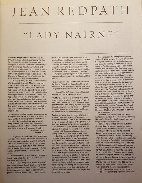 Jean Redpath With Abby Newton : Lady Nairne (LP, Album)
