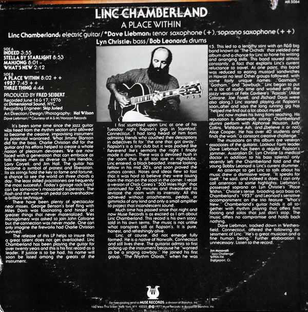 Linc Chamberland : A Place Within (LP, Album, Promo)