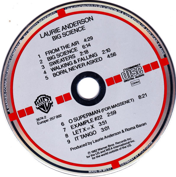Laurie Anderson : Big Science (CD, Album, RE, Tar)