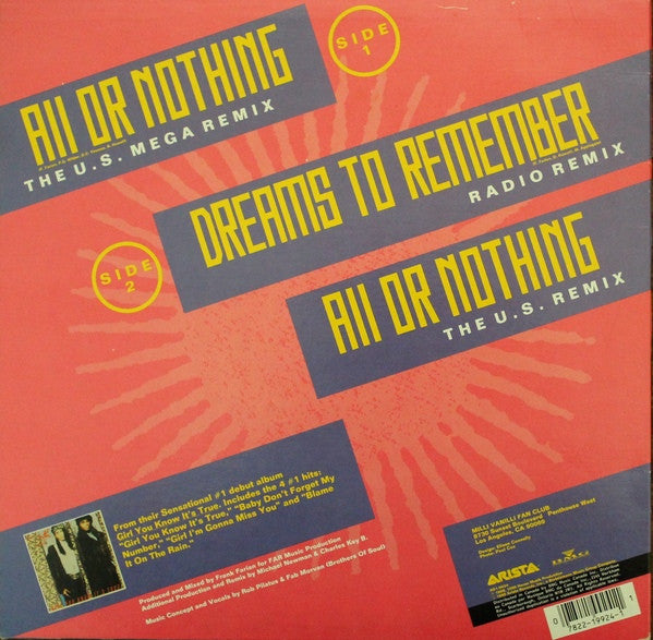 Milli Vanilli : All Or Nothing (12")