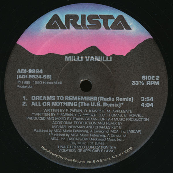 Milli Vanilli : All Or Nothing (12")
