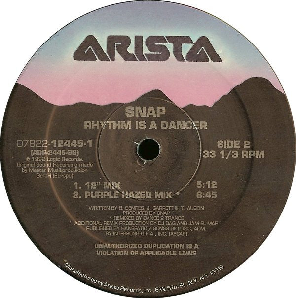 Snap! : Rhythm Is A Dancer (12")