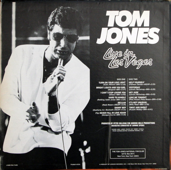 Tom Jones : Live In Las Vegas (LP, Album)