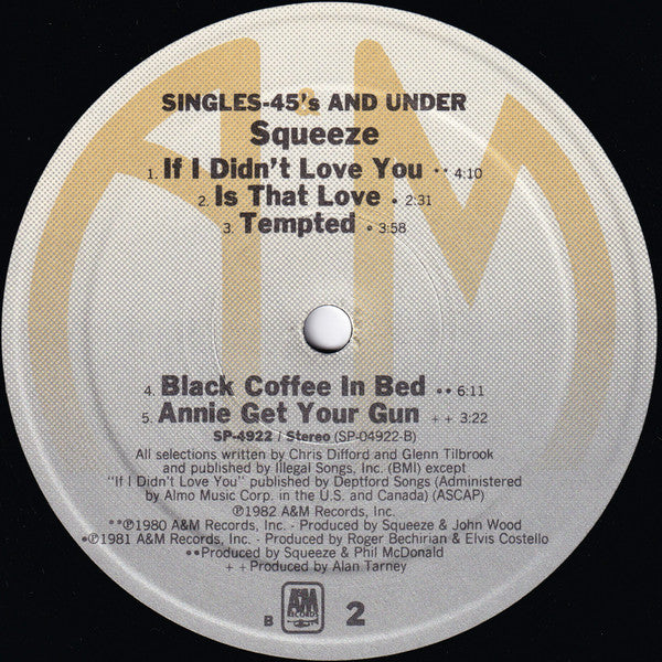 Squeeze (2) : Singles - 45's And Under (LP, Comp, B -)