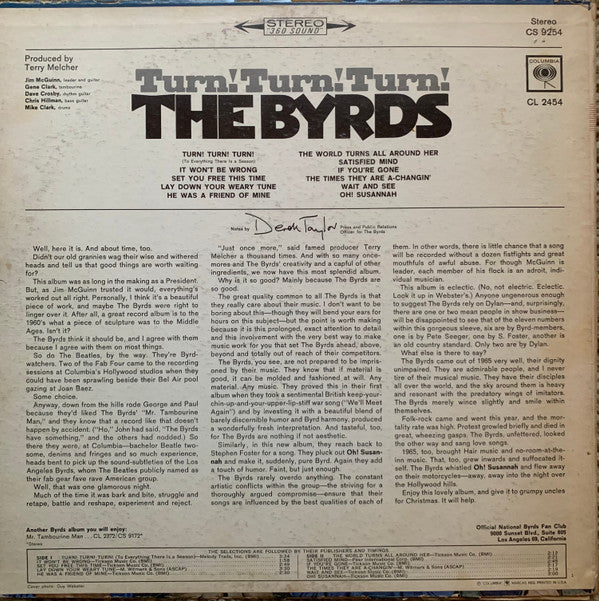 The Byrds : Turn! Turn! Turn! (LP, Album, RP)