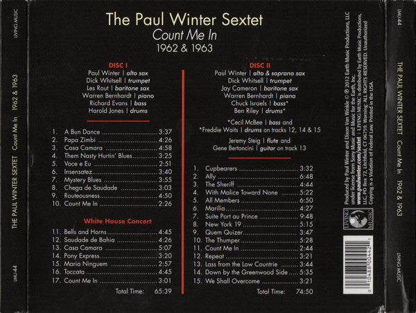 The Paul Winter Sextet : Count Me In: 1962 & 1963 (50th Anniversary Anthology) (2xCD, Comp)