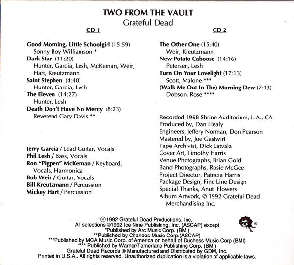The Grateful Dead : Two From The Vault (2xCD, Album, Dig)