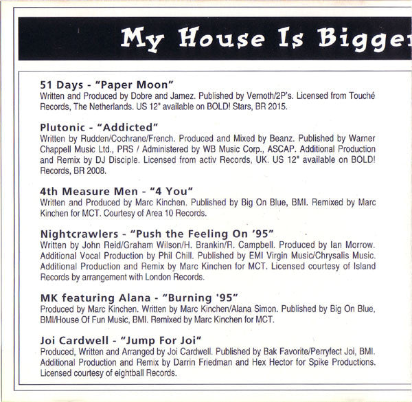 Various : My House Is Bigger Than Your House (CD, Comp, Mixed)