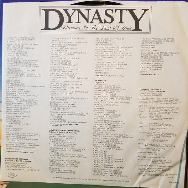 Dynasty : Adventures In The Land Of Music (LP, Album, Sil)