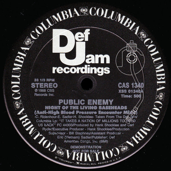 Public Enemy : Night Of The Living Baseheads (12", Promo)