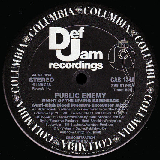 Public Enemy : Night Of The Living Baseheads (12", Promo)