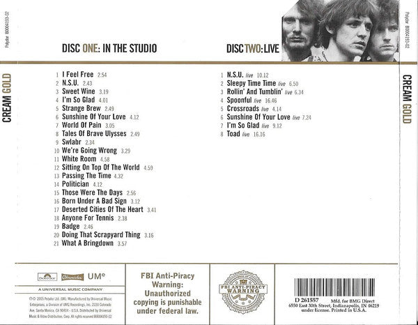 Cream (2) : Gold (2xCD, Comp, Club)