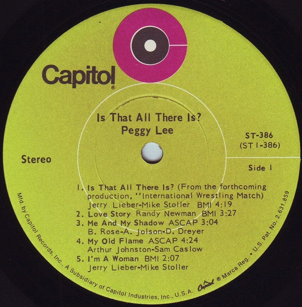 Peggy Lee : Is That All There Is? (LP, Album, Los)