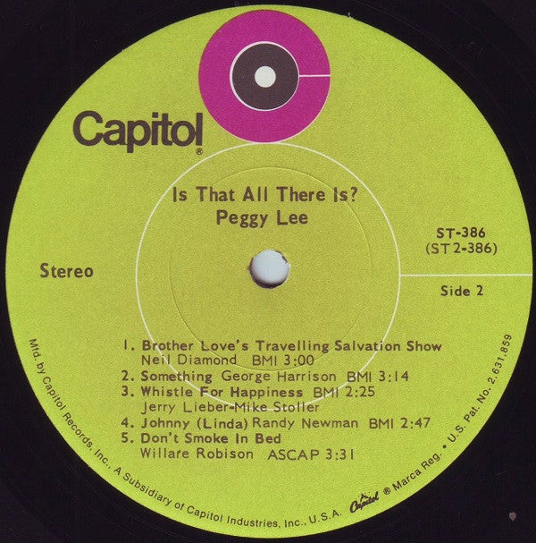 Peggy Lee : Is That All There Is? (LP, Album, Los)