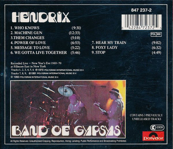 Hendrix* : Band Of Gypsys (CD, Album, RE)