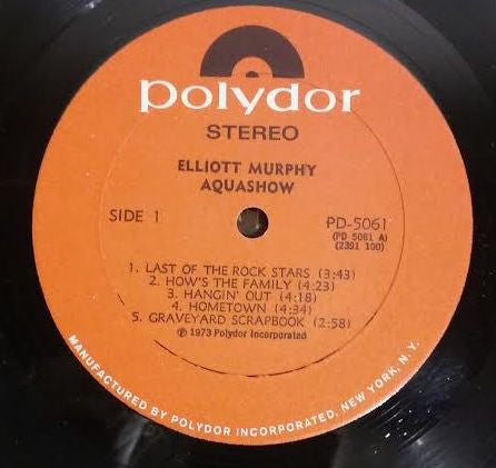 Elliott Murphy : Aquashow (LP, Album, All)