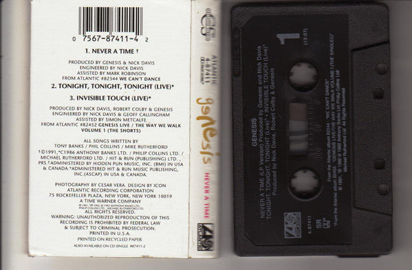 Genesis : Never A Time (Cass, Single)