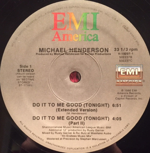 Michael Henderson : Do It To Me Good (Tonight) (12")