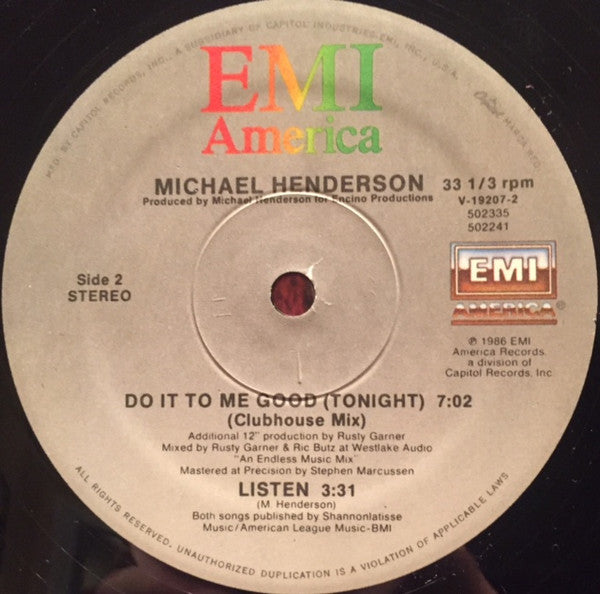 Michael Henderson : Do It To Me Good (Tonight) (12")