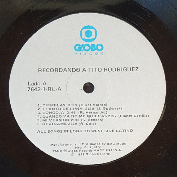 Tito Rodriguez : Recordando a Tito Rodriguez (LP, Album, Comp)