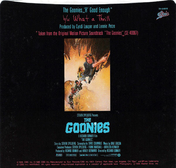 Cyndi Lauper : The Goonies 'R' Good Enough (7", Single, Styrene, Pit)