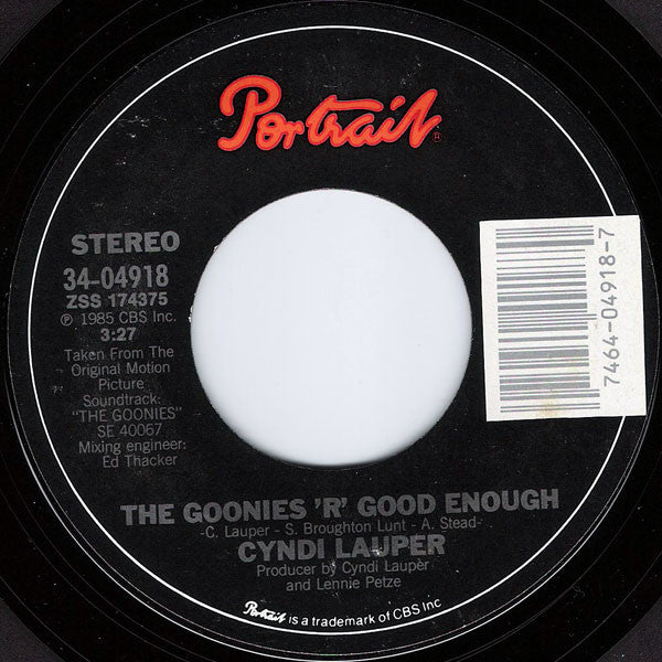Cyndi Lauper : The Goonies 'R' Good Enough (7", Single, Styrene, Pit)