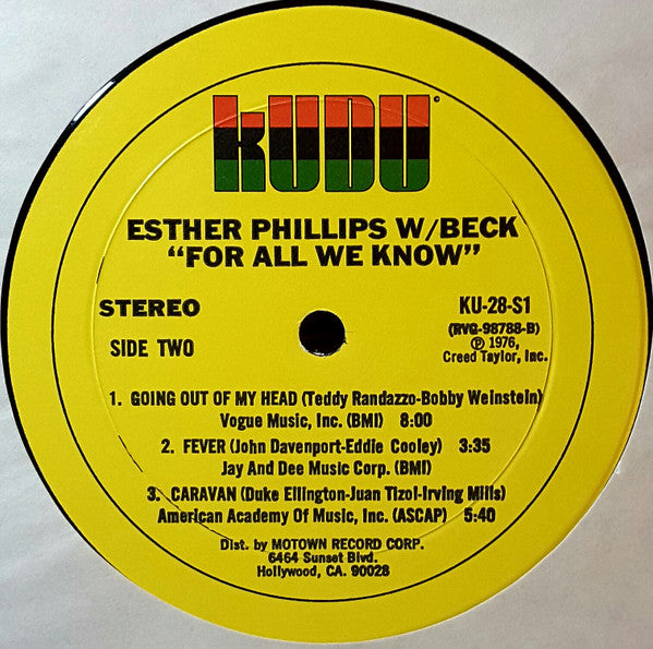 Esther Phillips With Beck* : For All We Know (LP, Album)