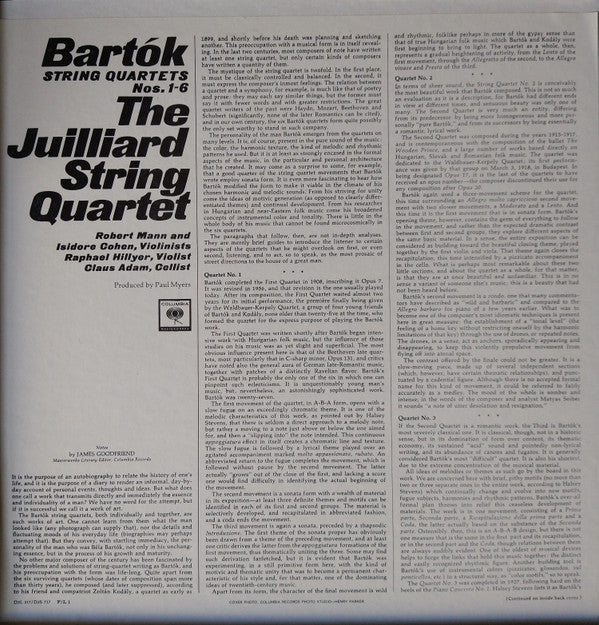 Bartok*, The Juilliard String Quartet* : The Six String Quartets (3xLP, RP)