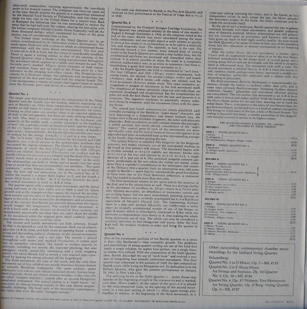 Bartok*, The Juilliard String Quartet* : The Six String Quartets (3xLP, RP)