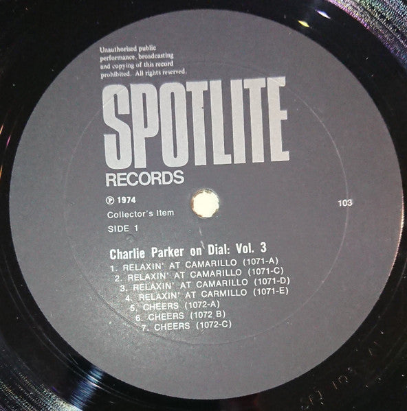 Charlie Parker : Charlie Parker On Dial Volume 3 (LP, Comp, Mono)