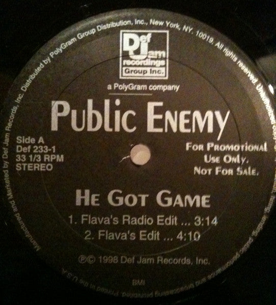 Public Enemy : He Got Game (12",33 ⅓ RPM,Promo,Stereo)