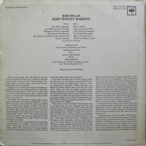 Bob Dylan : John Wesley Harding (LP, Album, Pit)