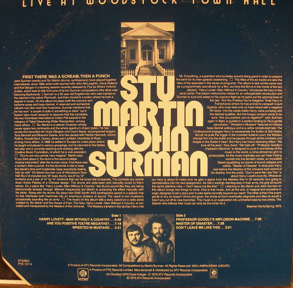 Stu Martin, John Surman : Live At Woodstock Town Hall (LP, Album, Promo)
